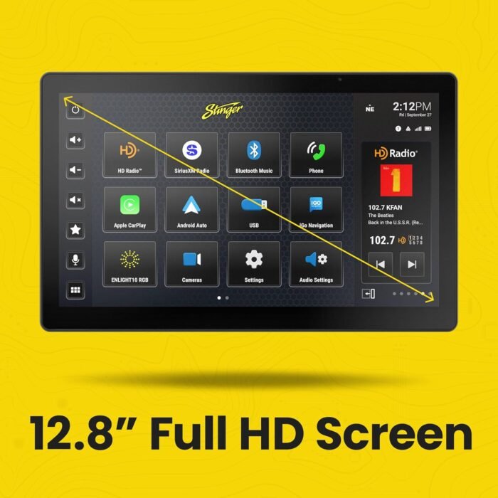 Stinger HORIZON12 12.8" Universal Car Stereo 1080p Full HD Vertical Tesla-Style or Horizontal Touchscreen Radio + DM-810 8x10 Channel Matrix Digital Signal Processor (DSP) - Image 3
