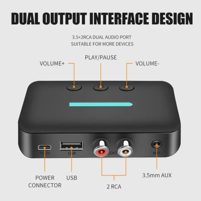 Bluetooth 5.3 Audio Receiver 3.5mm AUX RCA USB U-Disk Stereo Music Wireless Audio Adapter For PC TV Car Kit Speaker Amplifier - Image 5