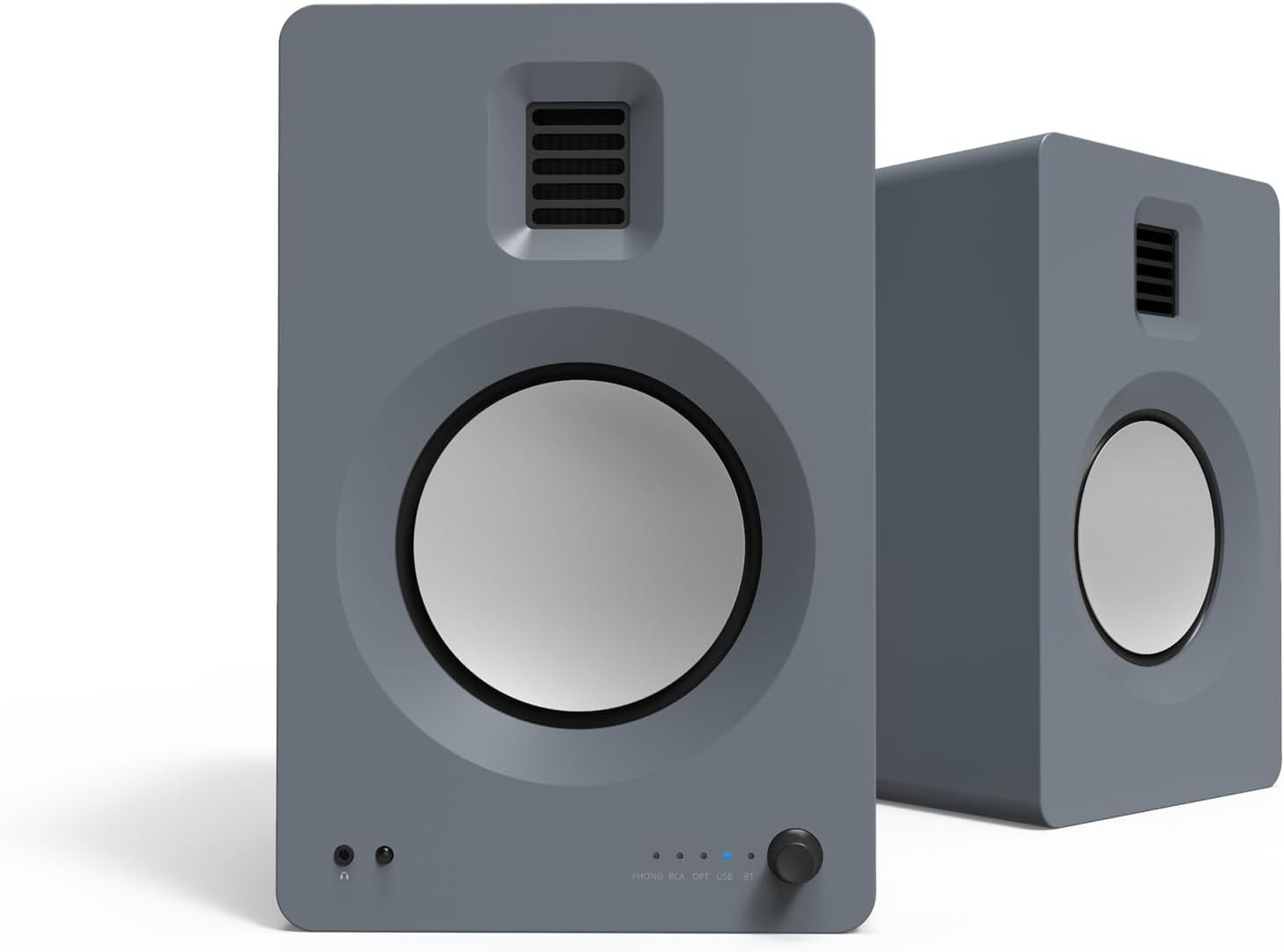 51y+e2E0uML._AC_SL1500_ Kanto TUK Powered Speaker with Headphone Output | Built-in USB DAC | Special RCA with Phono Preamp | Bluetooth | AMT Tweeter | 5.25" Driver | Pair | Matt Grey - Image 1