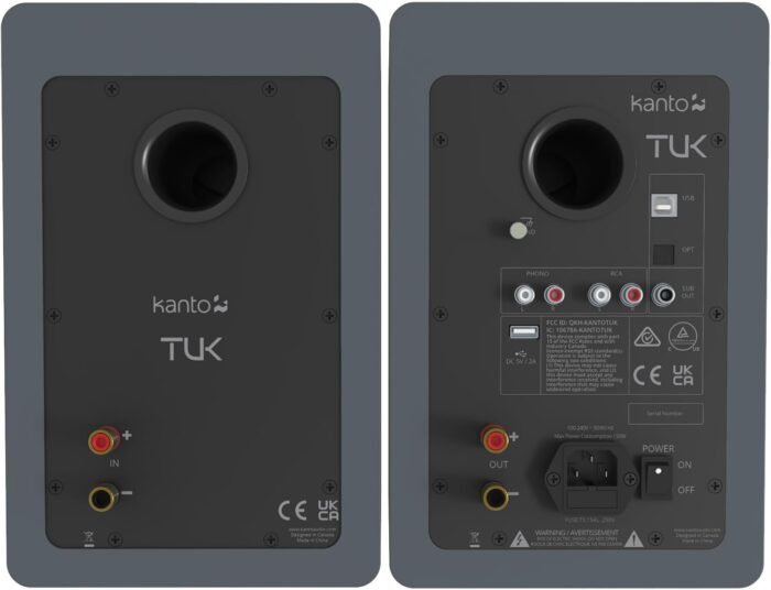 Kanto TUK Powered Speaker with Headphone Output | Built-in USB DAC | Special RCA with Phono Preamp | Bluetooth | AMT Tweeter | 5.25" Driver | Pair | Matt Grey - Image 2